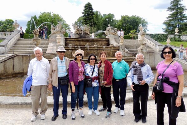 Cascade Fountain, Castle Gardens, Cesky Krumlov, Czechia - Jun 2017
